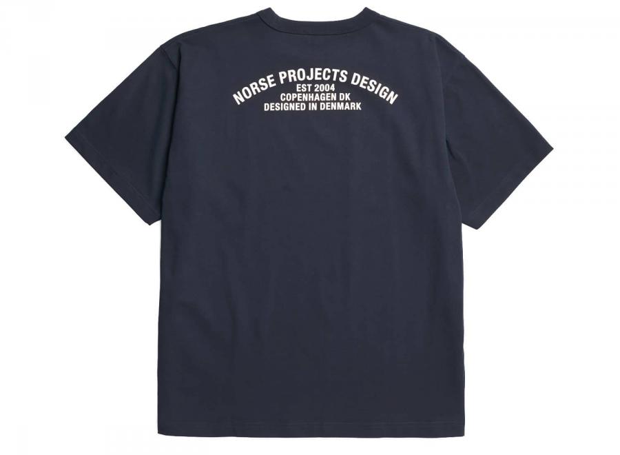 Norse Projects Simon Organic Arch Print Tshirt Dark Navy - Norse Projects