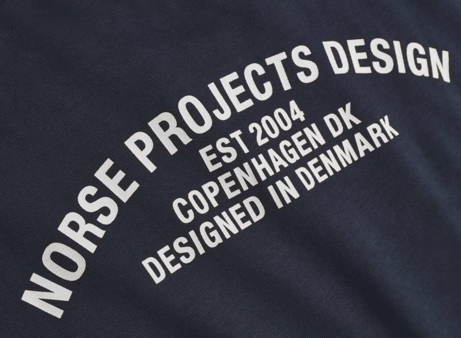 Norse Projects Simon Organic Arch Print Tshirt Dark Navy - Norse Projects