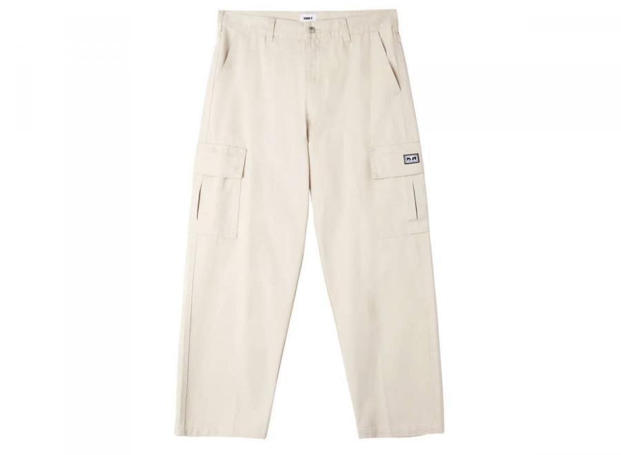 Obey Bigwig Baggy Twill Cargo Pant Silver Grey - Obey
