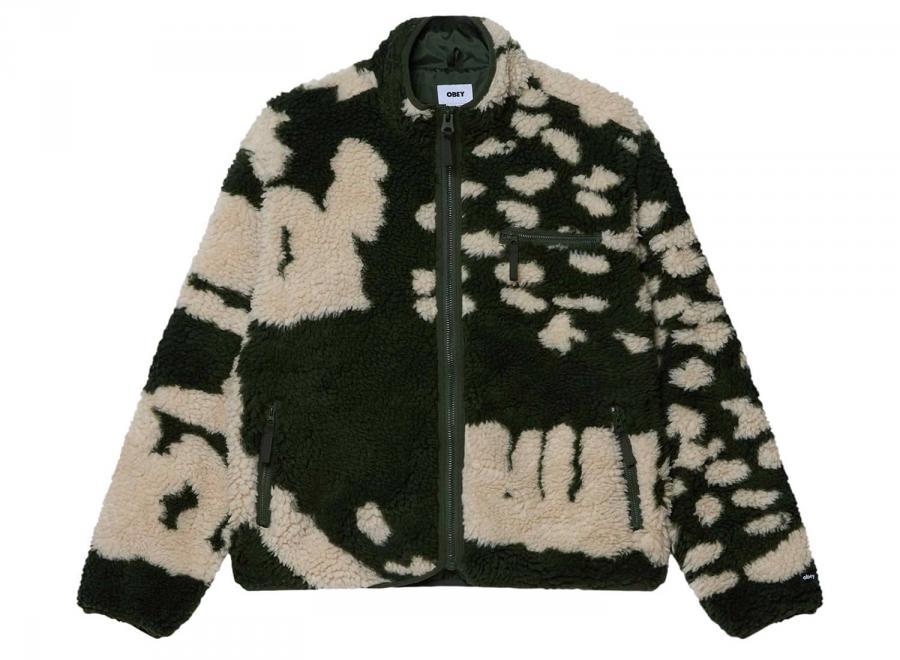 Obey Shaggy Sherpa Jacket Kombu Green Multi 121800607 - Obey