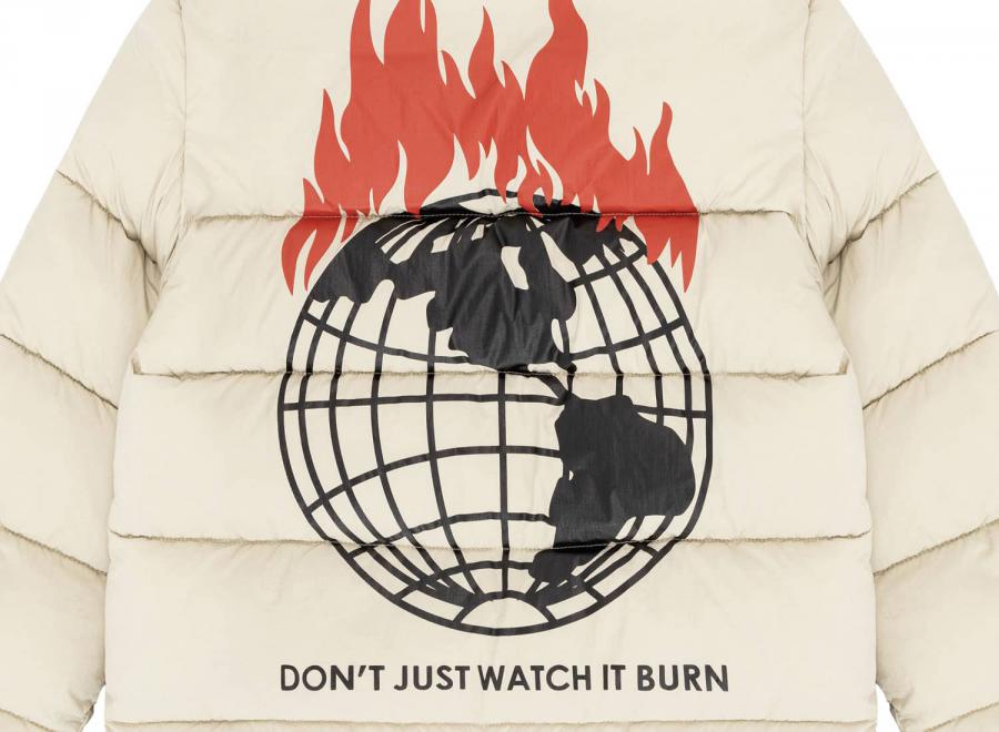 Obey x Napapijri Dont Just Watch It Burn Puffer Cream - Obey