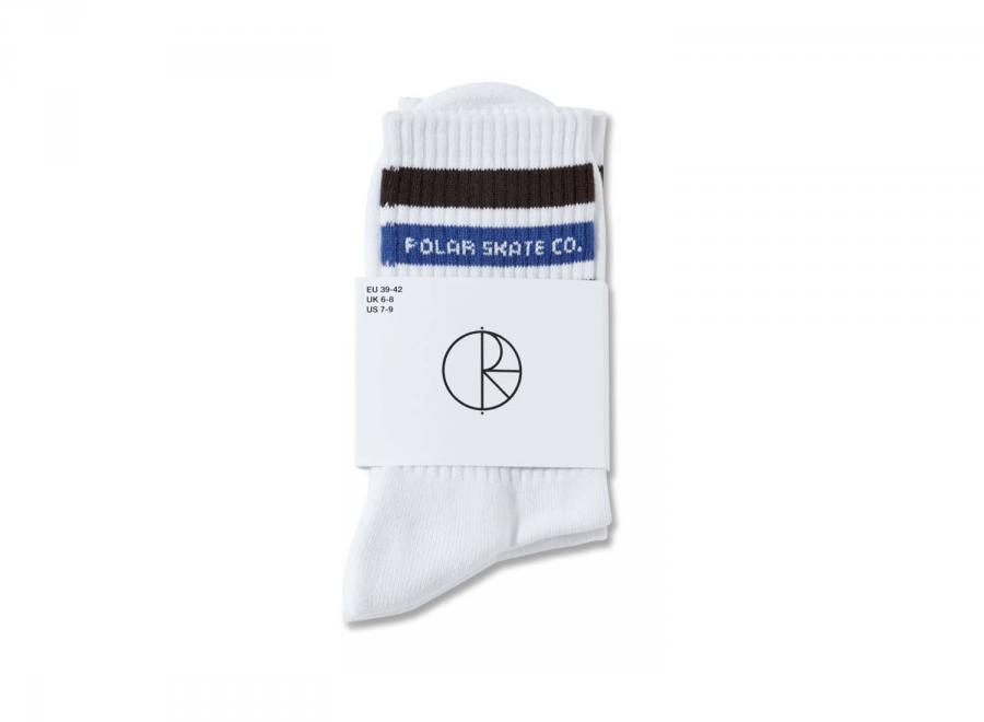 Polar Skate Co Fat Stripe Socks White / Brown / Blue - Polar Skate Co