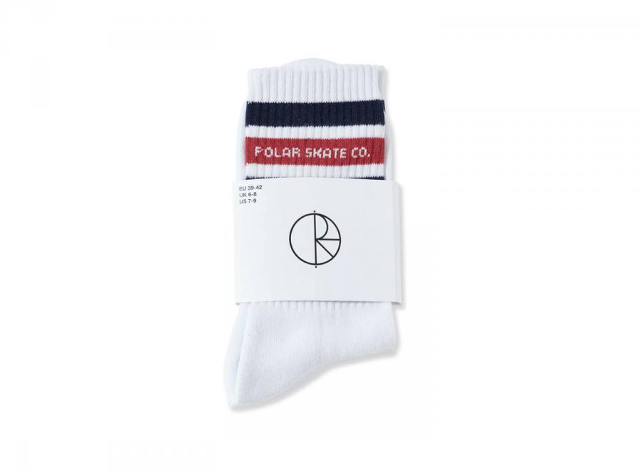 Polar Skate Co Fat Stripe Socks White / Navy / Red - Polar Skate Co