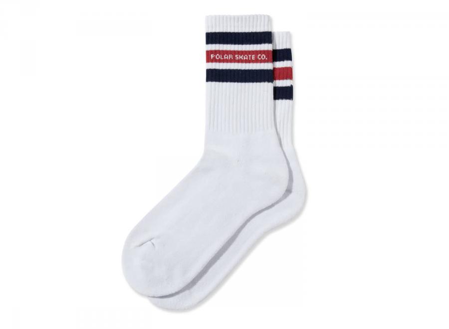 Polar Skate Co Fat Stripe Socks White / Navy / Red - Polar Skate Co