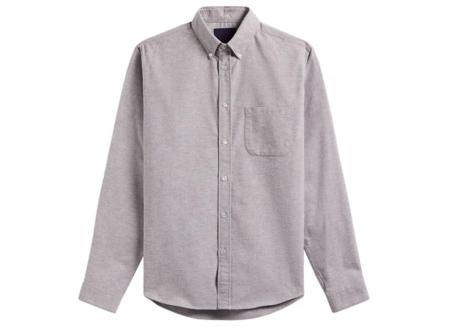 Portuguese Flannel Brushed Oxford Shirt Bordeaux - Portuguese Flannel