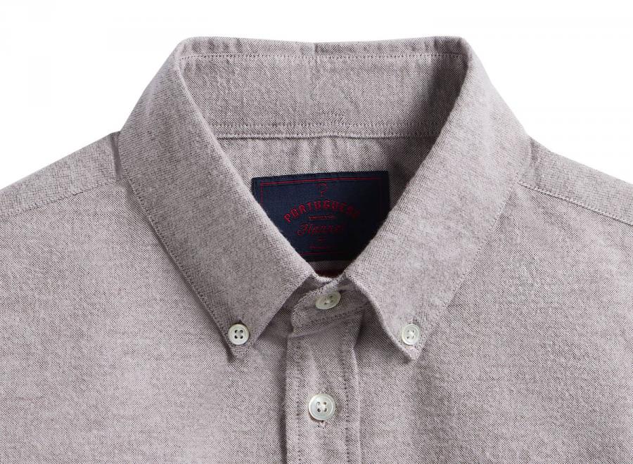 Portuguese Flannel Brushed Oxford Shirt Bordeaux - Portuguese Flannel