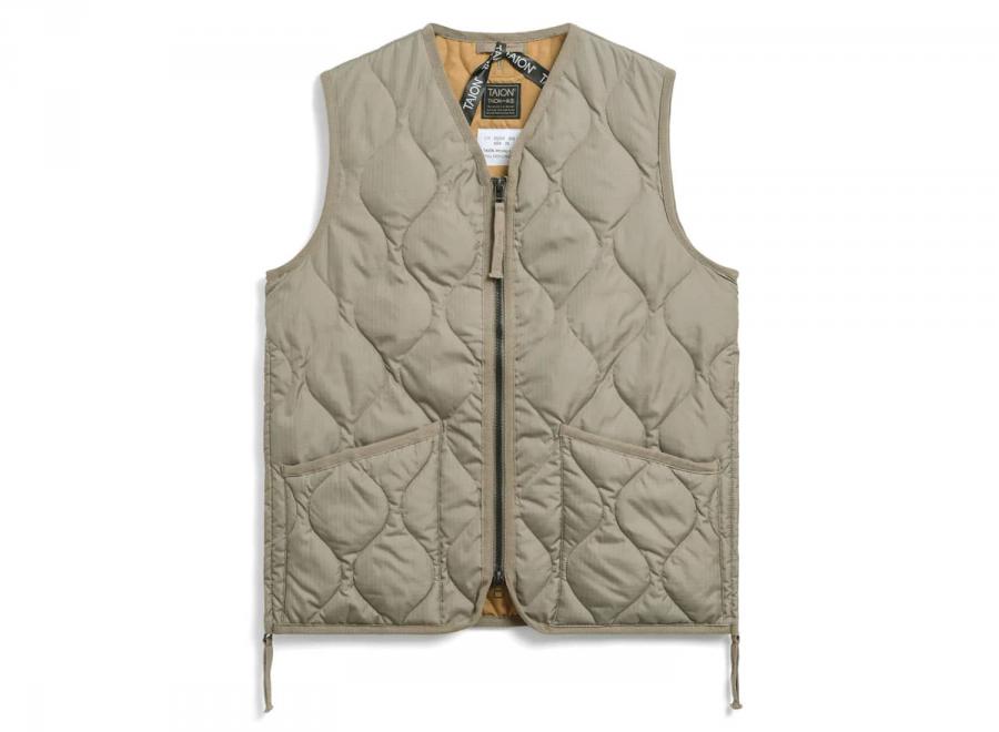 Taion Military Zip V-Neck Vest Light Mocha - Taion
