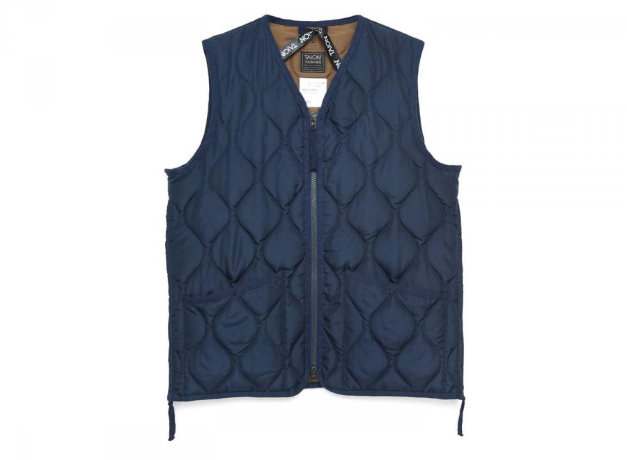Taion Military Zip V-Neck Vest Dark Navy - Taion