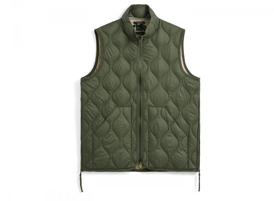 Taion 002ALSZML-1 Military Hi Neck W-Zip Down Vest Olive - Taion