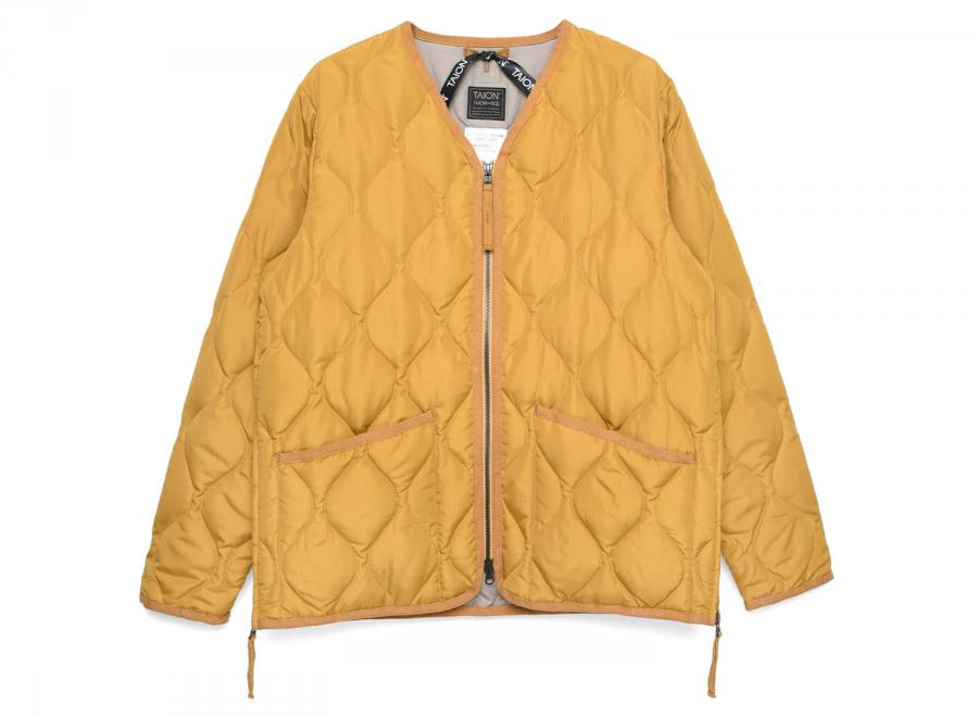 Taion Military Zip V-Neck Jacket Camel - Taion