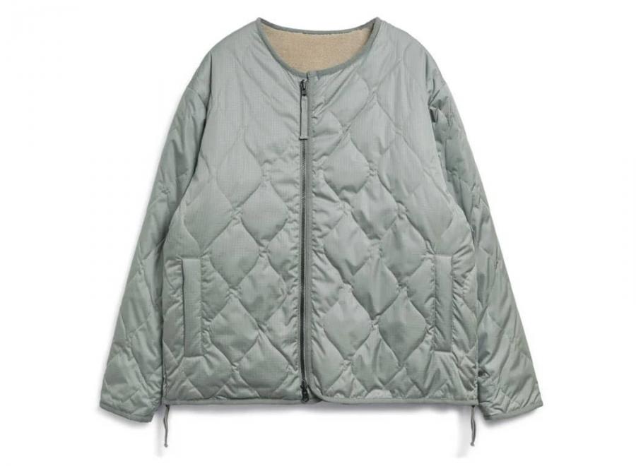 Taion Military Reversible Crew Neck Jacket Dark Sage Green / Bei - Taion