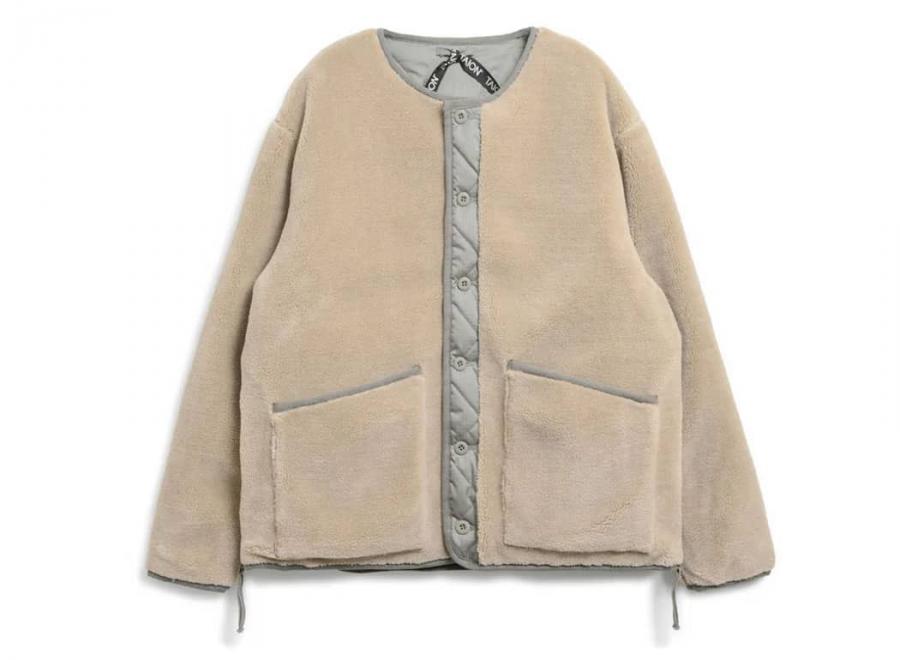 Taion Military Reversible Crew Neck Jacket Dark Sage Green / Bei - Taion