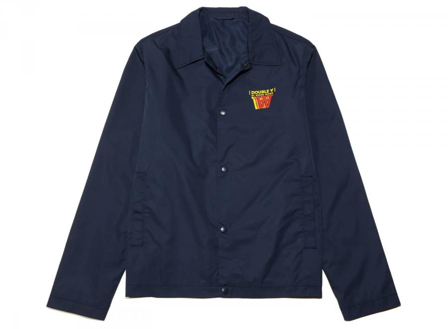 Wood Wood Ali Stacked Logo Coach Jacket Navy - Wood Wood