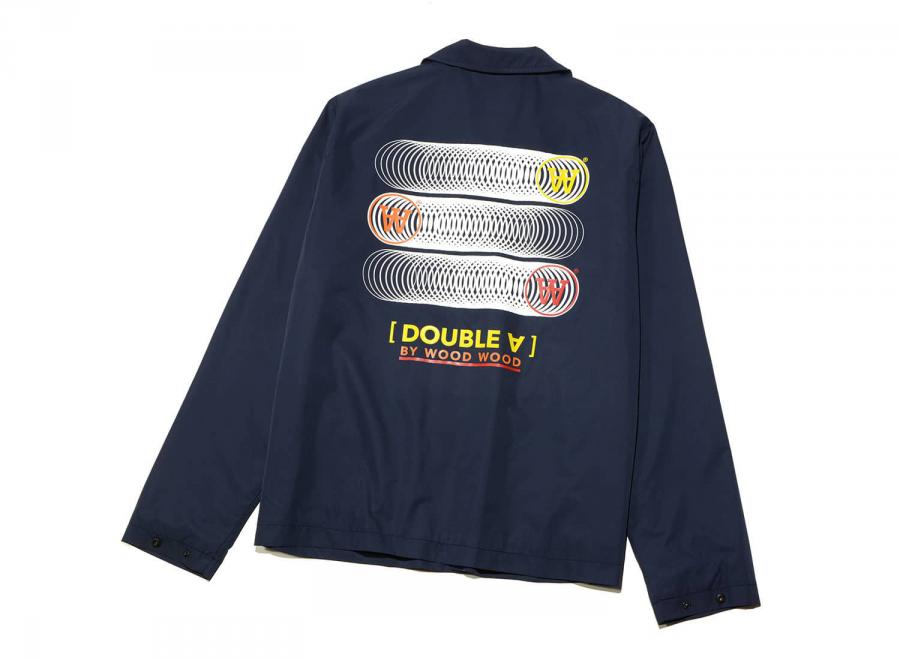 Wood Wood Ali Stacked Logo Coach Jacket Navy - Wood Wood