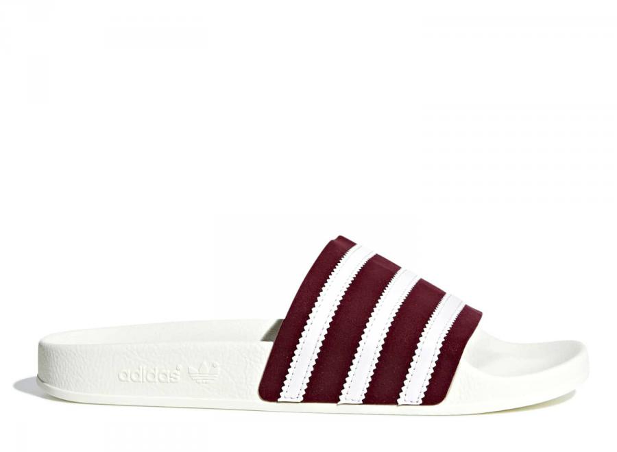 Adidas Adilette White / Burgundy BD7574 - ADIDAS Originals