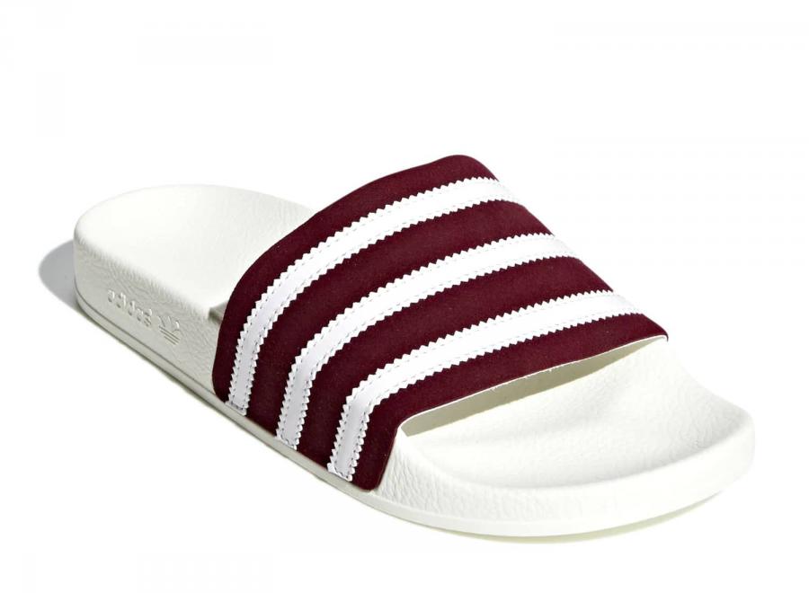 Adidas Adilette White / Burgundy BD7574 - ADIDAS Originals