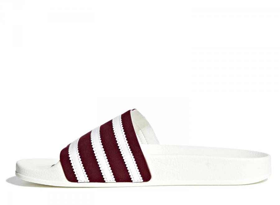 Adidas Adilette White / Burgundy BD7574 - ADIDAS Originals