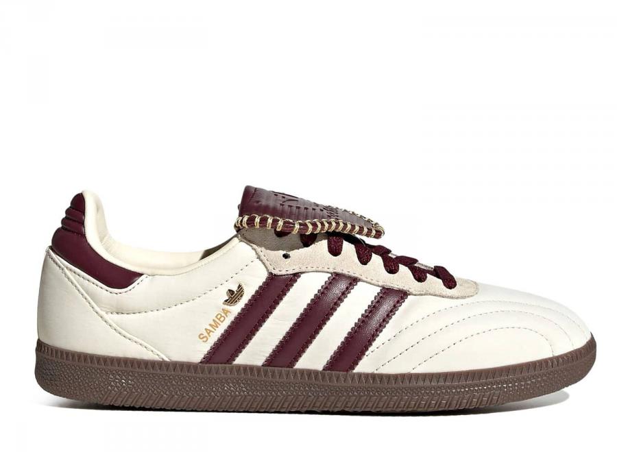 Adidas Originals Samba Long Thongue Ayakkabi Cream White / Maroon / Gold Metallic IH9045 - ADIDAS Originals