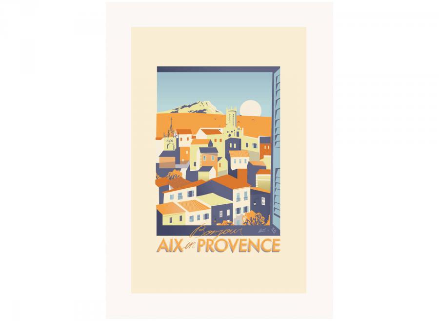 Affiche Bonjour Aix en Provence / Fenetre / Vincent Maunier - Magasin General Plus