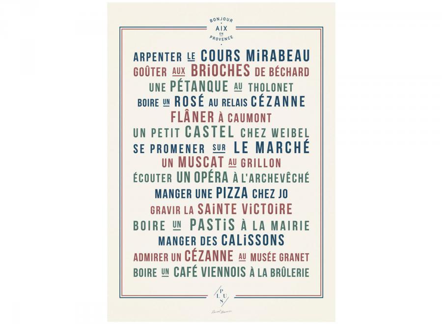 Affiche Bonjour Aix en Provence / Vincent Maunier - Magasin General Plus