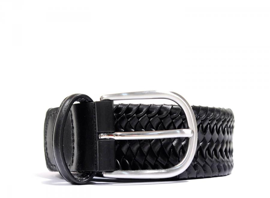 Anderson Woven Elasticated Leather Belt Black - Andersons