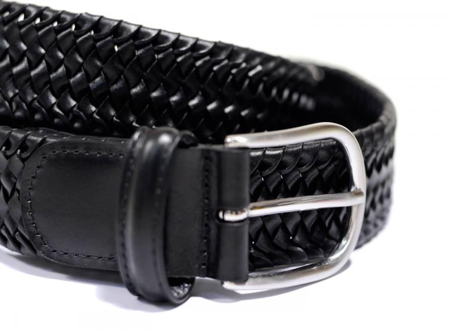 Anderson Woven Elasticated Leather Belt Black - Andersons
