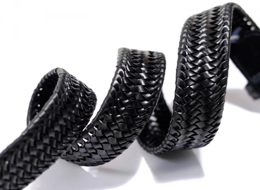 Anderson Woven Elasticated Leather Belt Black - Andersons