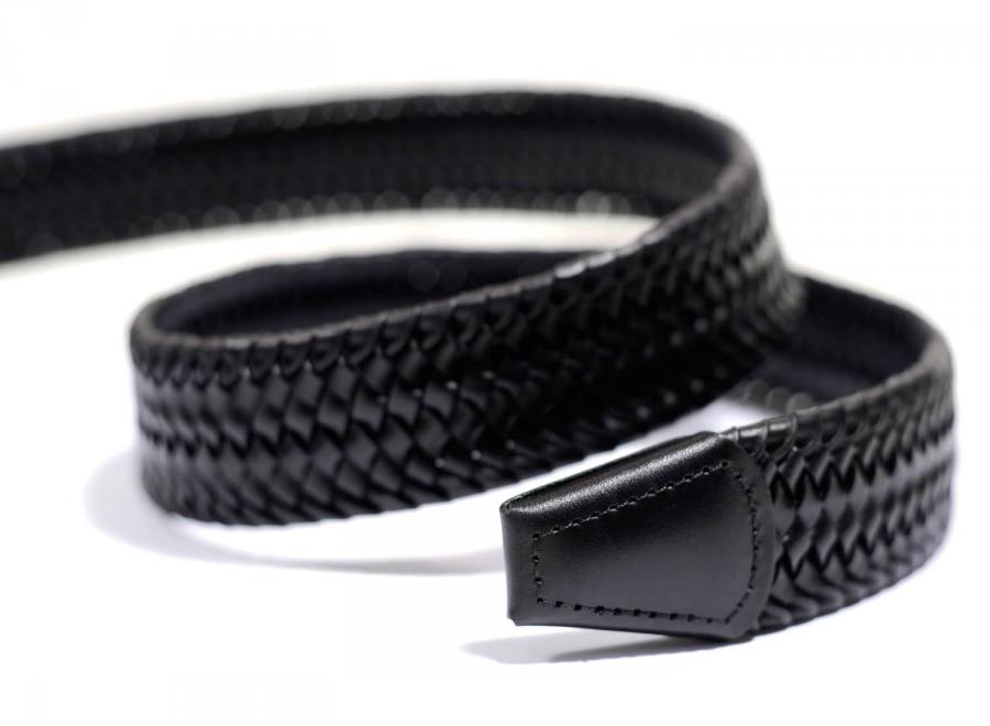Anderson Woven Elasticated Leather Belt Black - Andersons