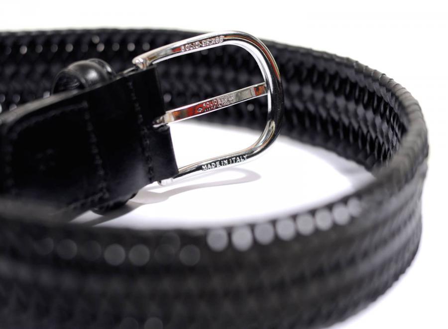 Anderson Woven Elasticated Leather Belt Black - Andersons
