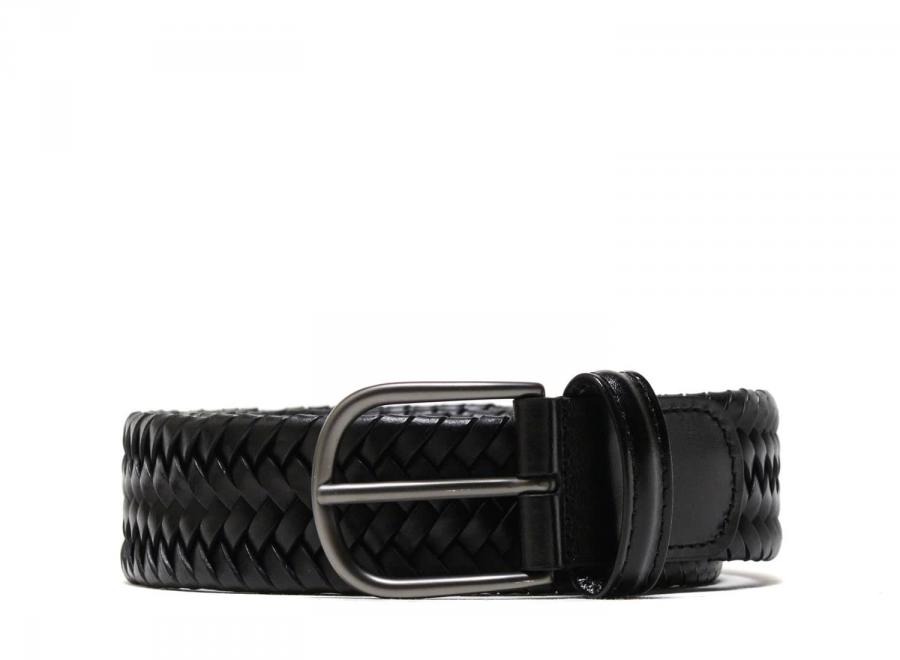 Anderson Woven Leather Stretch Belt Black - Andersons
