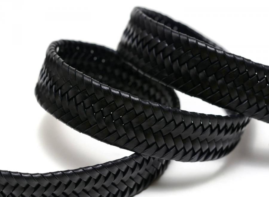 Anderson Woven Leather Stretch Belt Black - Andersons