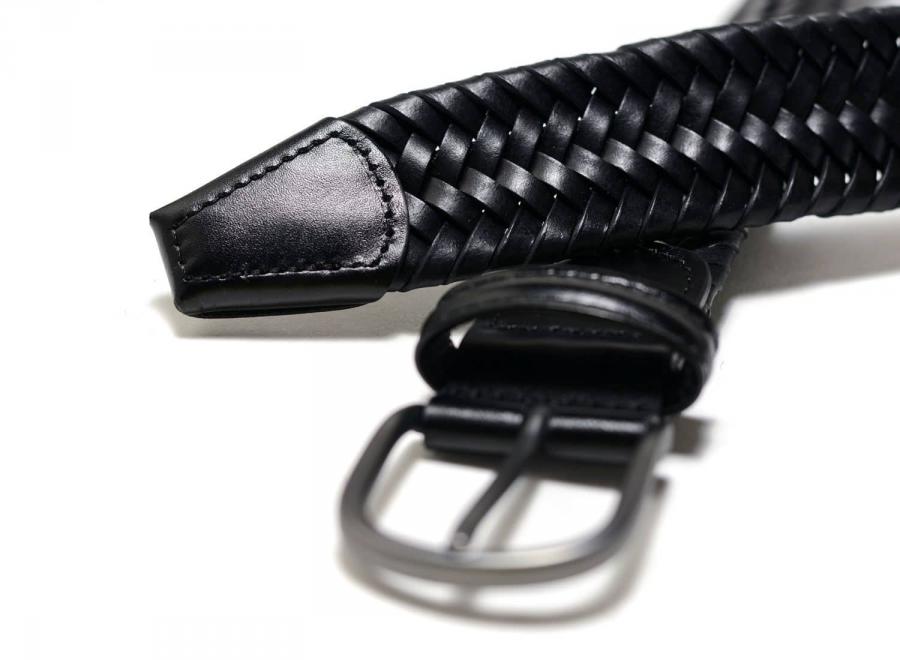 Anderson Woven Leather Stretch Belt Black - Andersons