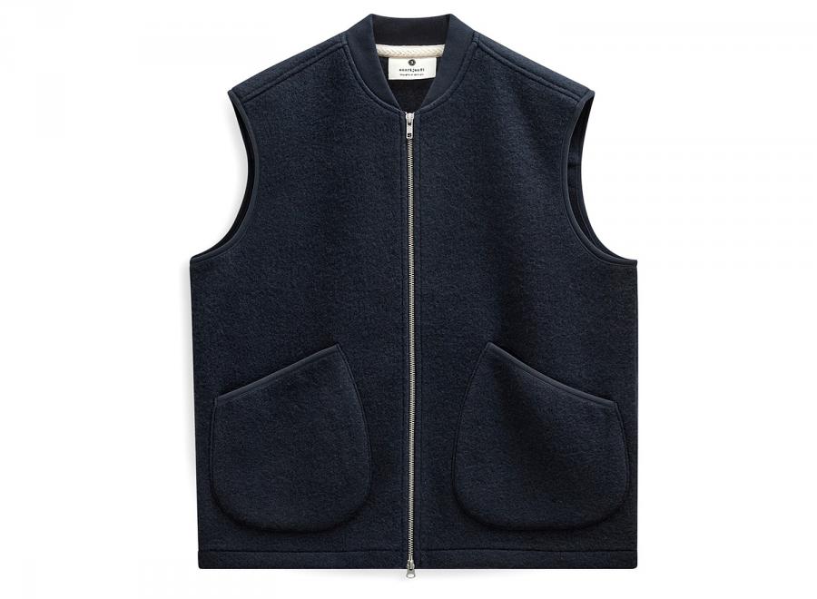 Anerkjendt Akrobin Boiled Wool Gilet Sky Captain 902694 - Anerkjendt