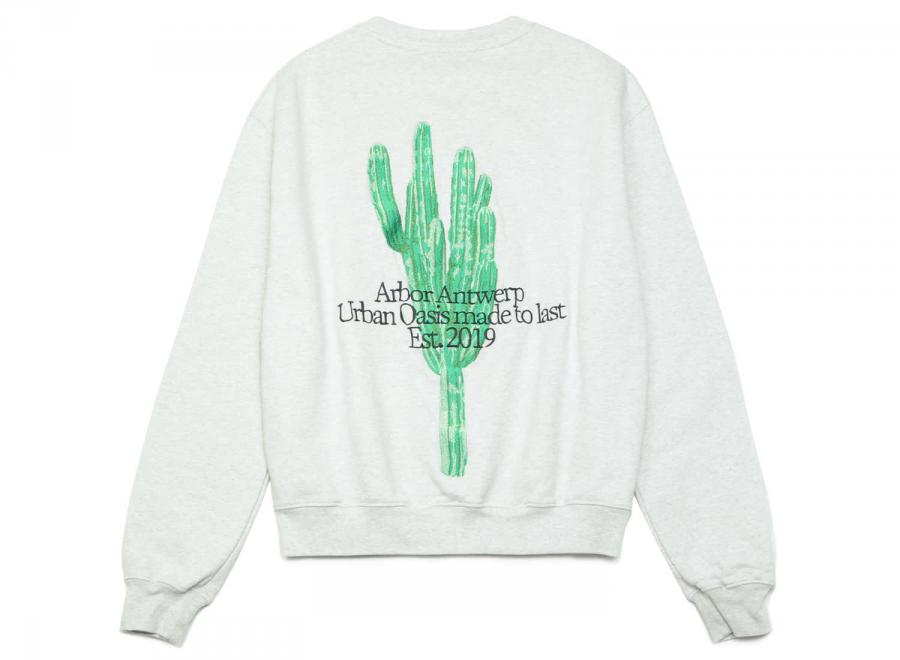 Arbor Antwerp Big Cactus Crewneck Ash Grey - Arbor Antwerp