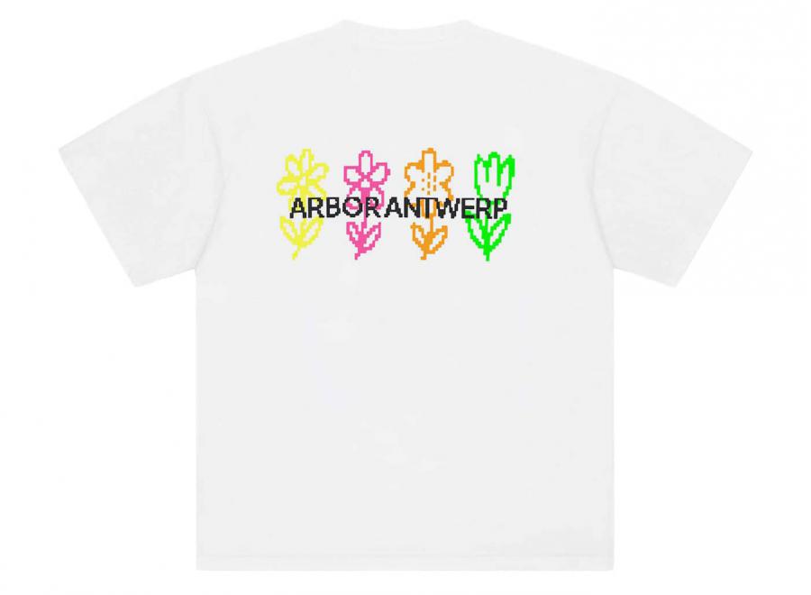 Arbor Antwerp Pixel Flower Tshirt White - Arbor Antwerp