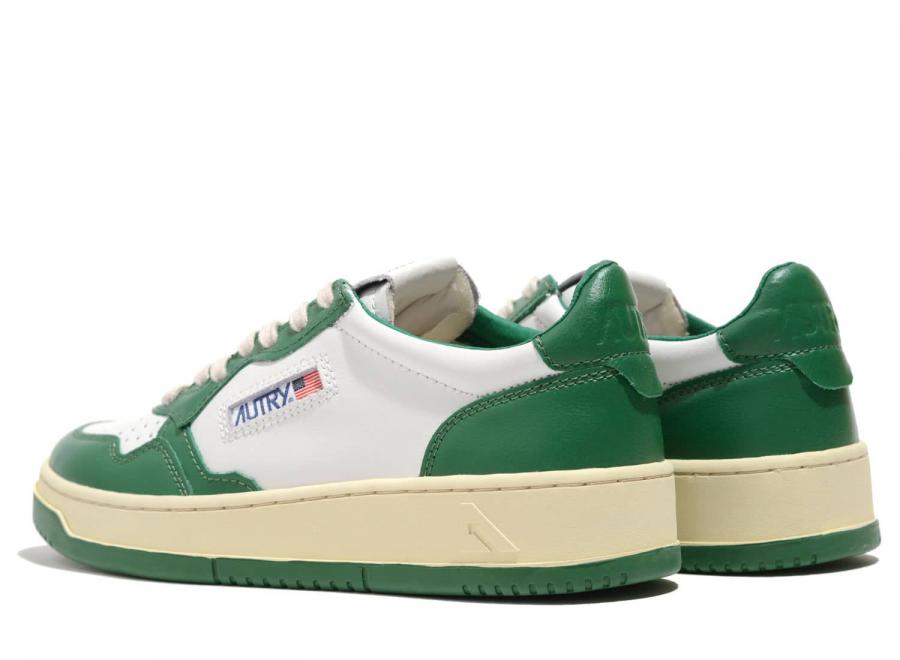 Autry 01 Low WB03 Leather Bicolor White / Green - Autry