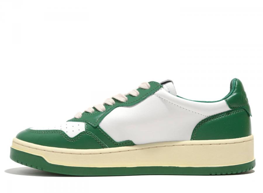 Autry 01 Low WB03 Leather Bicolor White / Green - Autry