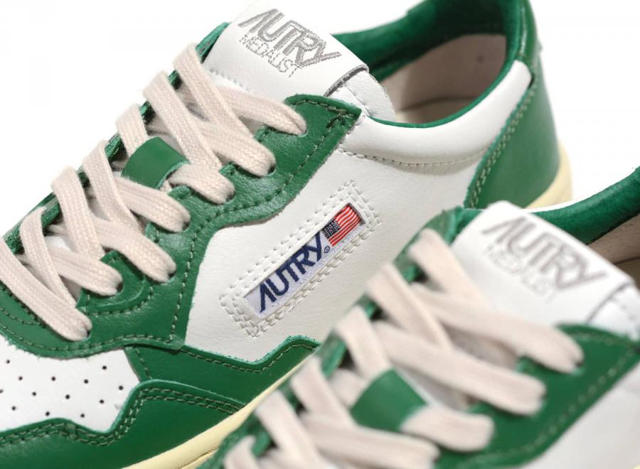 Autry 01 Low WB03 Leather Bicolor White / Green - Autry