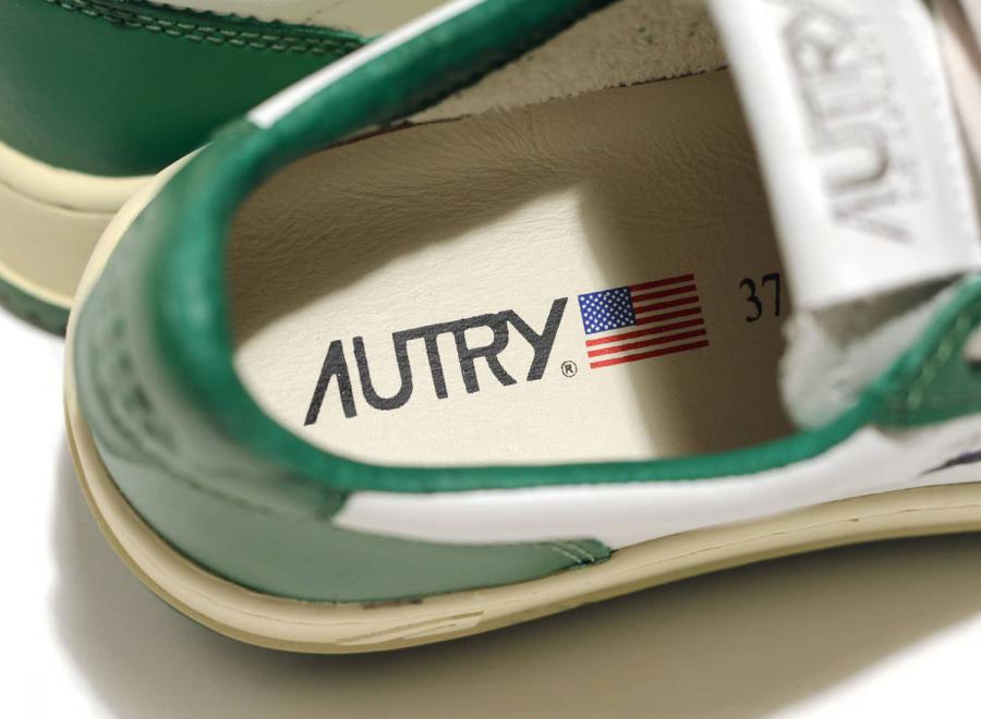 Autry 01 Low WB03 Leather Bicolor White / Green - Autry
