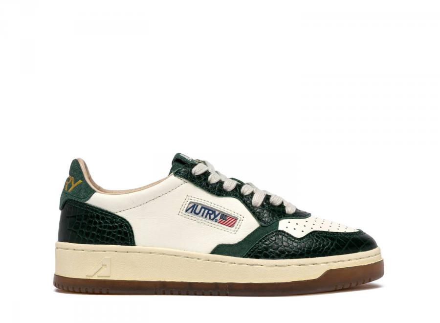 Autry Medalist Low CZ02 Leather / Cocco Print Marshmallow / Green - Autry