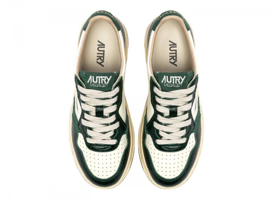 Autry Medalist Low CZ02 Leather / Cocco Print Marshmallow / Green - Autry