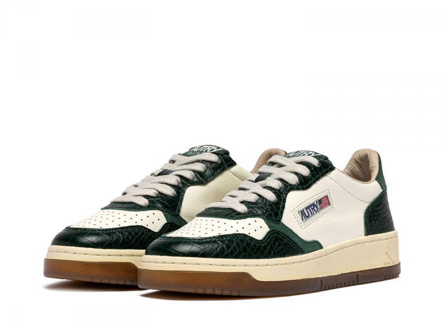 Autry Medalist Low CZ02 Leather / Cocco Print Marshmallow / Green - Autry