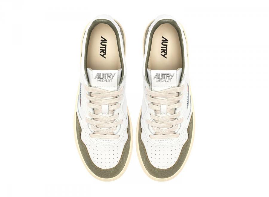 Autry Medalist Low FT21 Soft Leather / Suede White / Smoked Green - Autry