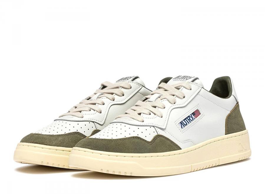 Autry Medalist Low FT21 Soft Leather / Suede White / Smoked Green - Autry