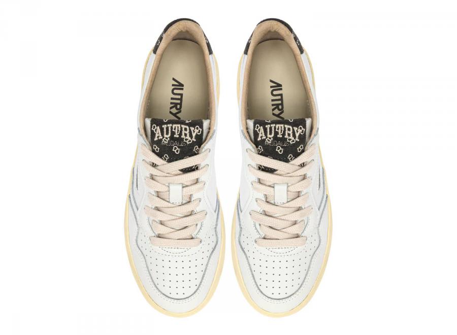 Autry Medalist Low HJ04 Leather / Printed Logo Suede White / Lavagna - Autry