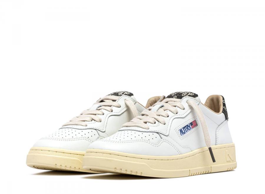 Autry Medalist Low HJ04 Leather / Printed Logo Suede White / Lavagna - Autry