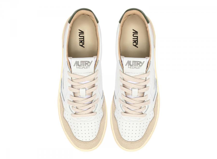 Autry Medalist Low LS17 Leather / Suede White / Bronze Green - Autry