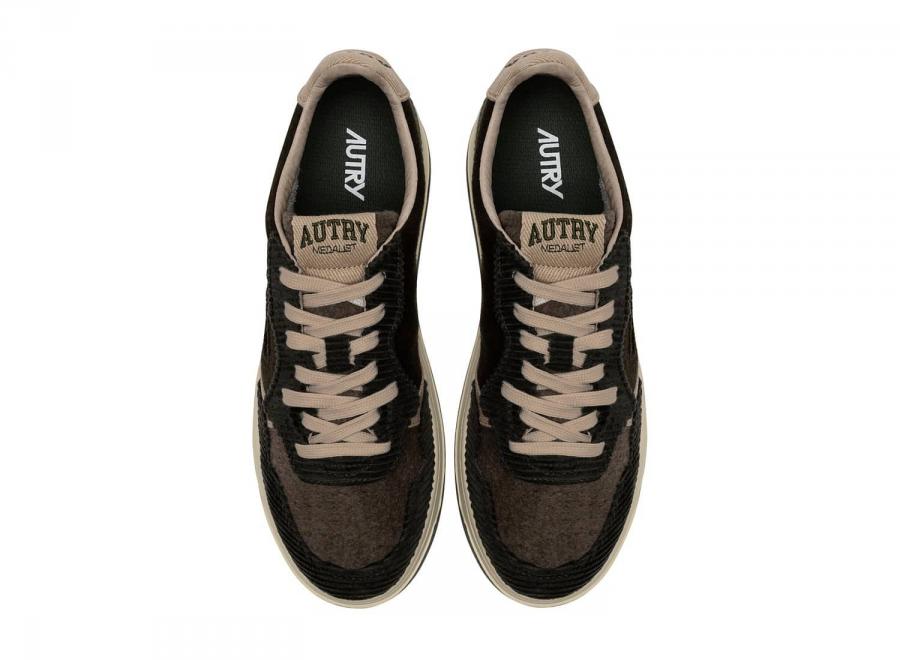 Autry Medalist Low S101 Slipper / Velvet Corduroi / Canvas Brown / Climbing Ivy / Sediment - Autry