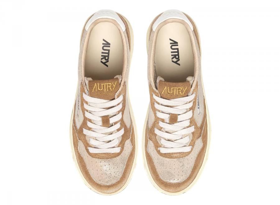 Autry Medalist Low YB01 Laminated Suede Platinum / Beige Sugar - Autry