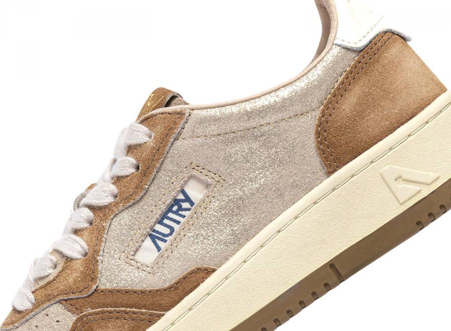 Autry Medalist Low YB01 Laminated Suede Platinum / Beige Sugar - Autry